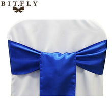 Load image into Gallery viewer, BIT.FLY 100pc/lot Wedding Chair Cover Knot Sash Decoration High Quality Satin Fabric Bow Tie Ribbon Band Hotel Party Decorations