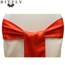 Load image into Gallery viewer, BIT.FLY 100pc/lot Wedding Chair Cover Knot Sash Decoration High Quality Satin Fabric Bow Tie Ribbon Band Hotel Party Decorations
