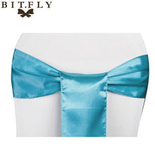Load image into Gallery viewer, BIT.FLY 100pc/lot Wedding Chair Cover Knot Sash Decoration High Quality Satin Fabric Bow Tie Ribbon Band Hotel Party Decorations