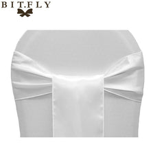 Load image into Gallery viewer, BIT.FLY 100pc/lot Wedding Chair Cover Knot Sash Decoration High Quality Satin Fabric Bow Tie Ribbon Band Hotel Party Decorations