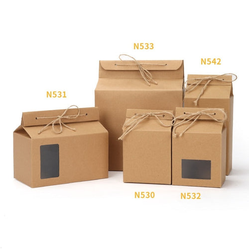 100pcs/lot Tea packaging cardboard kraft paper bag,Clear Window box For Cake Cookie Food Storage Standing Up Paper Packing Bag