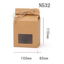 Load image into Gallery viewer, 100pcs/lot Tea packaging cardboard kraft paper bag,Clear Window box For Cake Cookie Food Storage Standing Up Paper Packing Bag