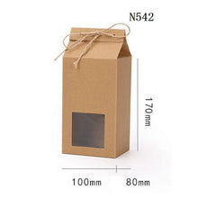 Load image into Gallery viewer, 100pcs/lot Tea packaging cardboard kraft paper bag,Clear Window box For Cake Cookie Food Storage Standing Up Paper Packing Bag