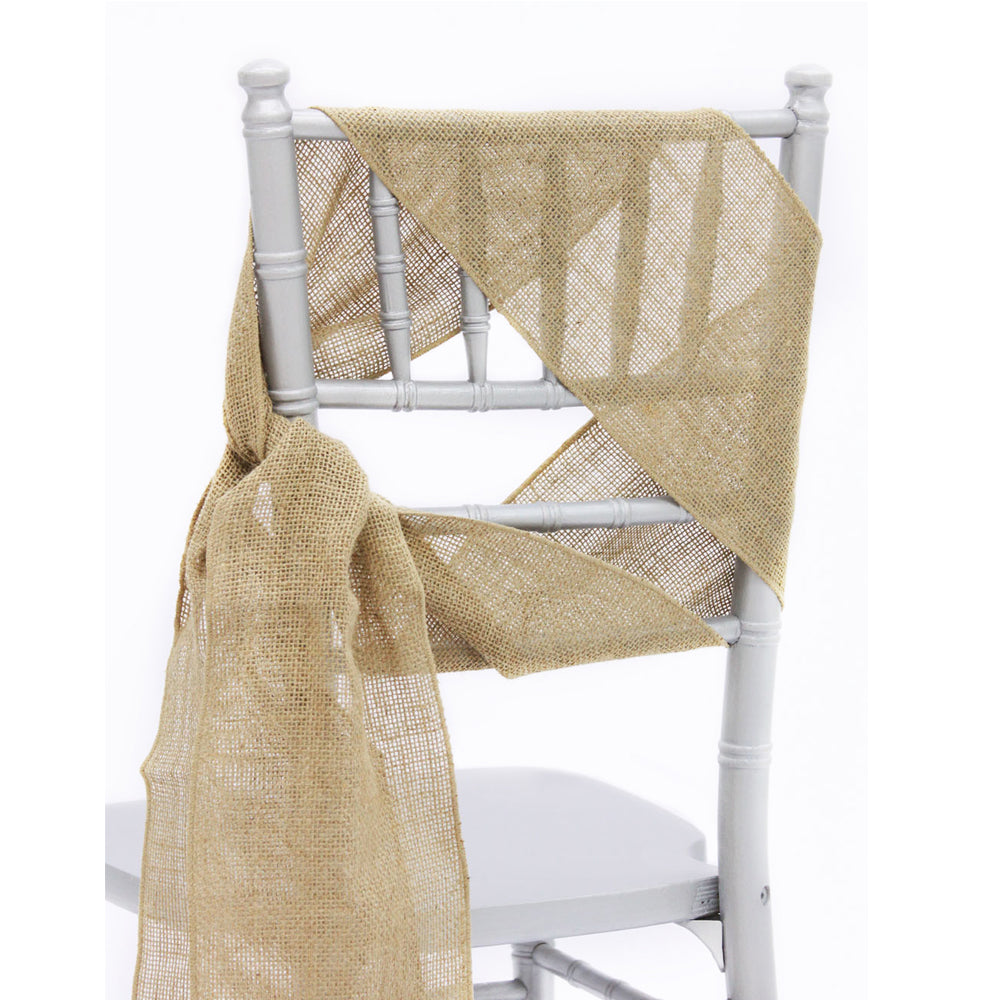 100pcs Burlap Chair Sashes Naturally Elegant Jute Chair Tie Bow for Rustic Wedding Party Banquet Event Hotel Decoration